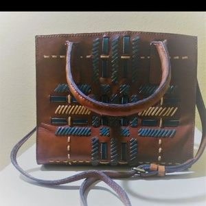 Patricia Nash Leather Crossbody/ Woven Plaid